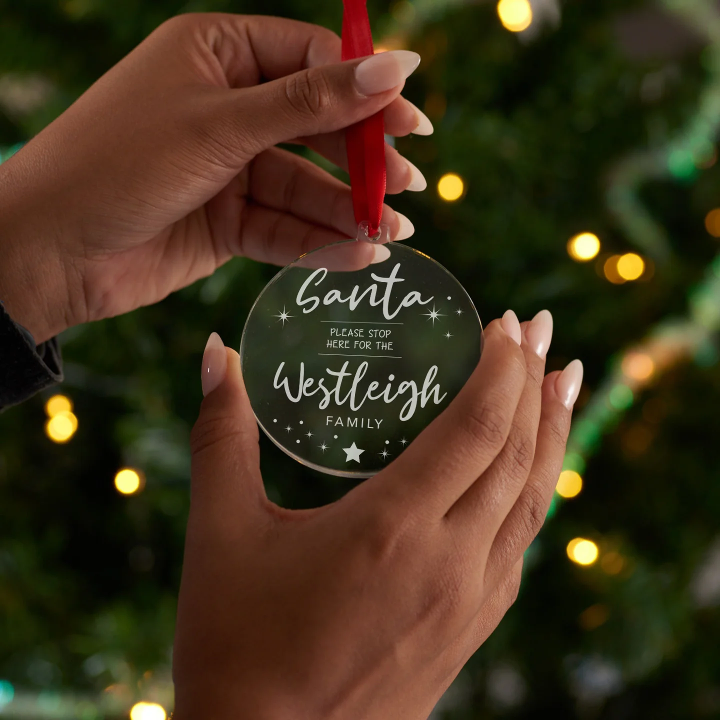 Personalised Santa Please Stop Here Christmas Bauble - Image 3
